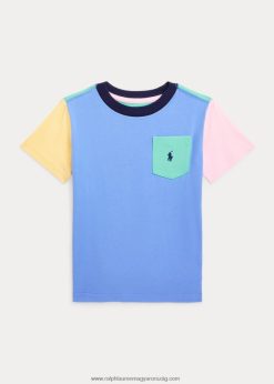 színes blokkolt pamut zsebes póló 2680485782 gyerekek Ralph Lauren kikötő sziget kék multi