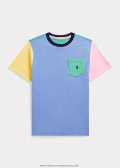 színes blokkolt pamut zsebes póló 2680489852 gyerekek Ralph Lauren kikötő sziget kék multi