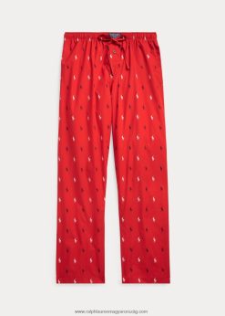 szőtt pamut pizsamanadrág 2680481170 férfiak Ralph Lauren piros / sötétkék / fehér