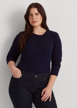 sztreccs hosszú ujjú póló 2680484732 nők Ralph Lauren haditengerészet