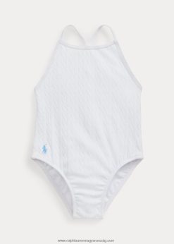 sztreccs jacquard egyrészes fürdőruha 2680487940 baba Ralph Lauren fehér