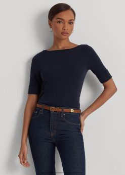 sztreccs pamut csónaknyakú póló 2680483941 nők Ralph Lauren haditengerészet