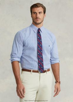 sztreccs poplin ing 2680481504 férfiak Ralph Lauren kék/fehér csík