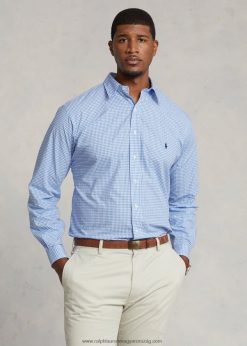 sztreccs poplin ing 2680481506 férfiak Ralph Lauren kék/fehér pipa