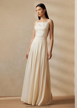 talbert krepp-hátú-szatén estélyi ruha 2680483543 nők Ralph Lauren lux krém