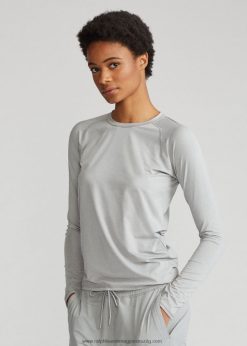 teljesítmény jersey hosszú ujjú póló 2680483763 nők Ralph Lauren világosszürke hanga