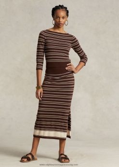 több csíkos gyapjú felhúzható pulóverszoknya 2680483219 nők Ralph Lauren