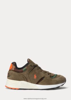 trackster 200 velúr és twill tornacipő 2680482190 férfiak Ralph Lauren lombkorona olajbogyó