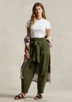 túlméretes pamut seersucker nadrág 2680489192 nők Ralph Lauren olajbogyó