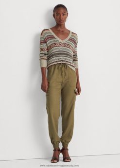 twill cargo bokanadrág 2680484294 nők Ralph Lauren olíva páfrány