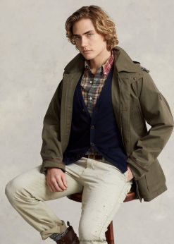 twill kapucnis autókabát 2680488667 férfiak Ralph Lauren lombkorona olajbogyó