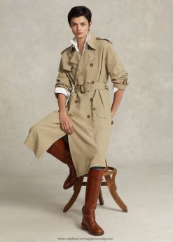 twill trench kabát 2680489204 nők Ralph Lauren sivatagi khaki