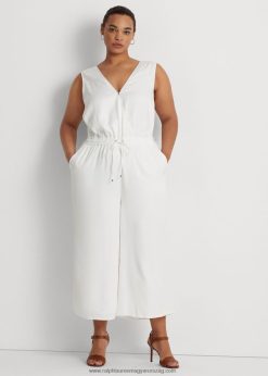 twill ujjatlan jumpsuit 2680484575 nők Ralph Lauren fehér