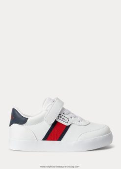 udvari alacsony szárú műbőr ps tornacipő 2680486340 gyerekek Ralph Lauren fehér/tengerszín/piros