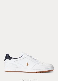 udvari bőr alacsony szárú tornacipő 2680481991 férfiak Ralph Lauren fehér / sötétkék