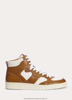 udvari bőr-velúr magasszárú tornacipő 2680482003 férfiak Ralph Lauren fényes barna