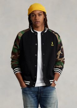 ujjú gyapjú baseball kabát 268048102 férfiak Ralph Lauren fekete multi