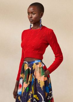 vágott kábelkötésű kasmír pulóver 2680483471 nők Ralph Lauren rúzs