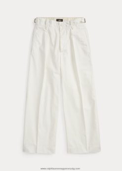 vágott poplin széles szárú nadrág 2680483664 nők Ralph Lauren fehér