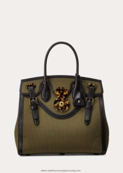 vászon és bőr puha ricky 33 2680485145 nők Ralph Lauren olajbogyó