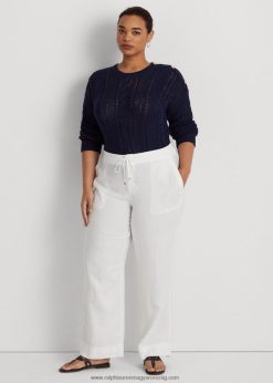 vászon húzózsinór nadrág 2680484637 nők Ralph Lauren fehér