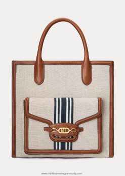 vászon nagyméretű symone táska 2680485417 nők Ralph Lauren barna/tengerszín