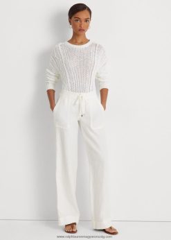 vászon széles szárú nadrág 2680483964 nők Ralph Lauren fehér