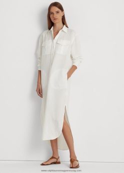 vászonkeverék ingruha 2680483884 nők Ralph Lauren fehér