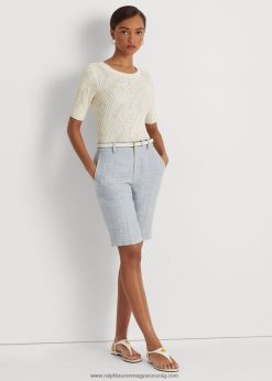 vászonkeverék rövid 2680483987 nők Ralph Lauren világoskék/krémes multi