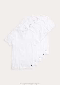 vékony pamut V-nyakú alsóing 5 db 268048260 férfiak Ralph Lauren fehér