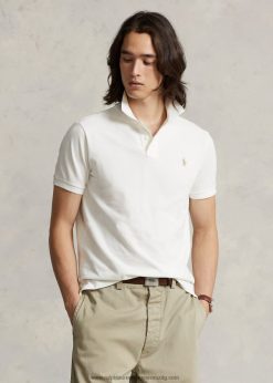 vékony szabású hálós alkalmi/munka póló 2680482 férfiak Ralph Lauren fedélzetmosó fehér