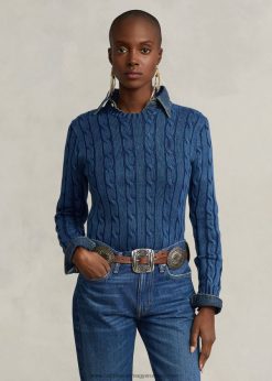 vékony szabású kábelkötésű pulóver 2680483357 nők Ralph Lauren indigó