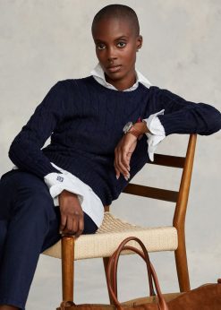 vékony szabású kábelkötésű pulóver 2680483358 nők Ralph Lauren vadásztengerészet