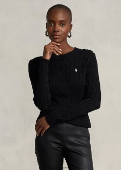 vékony szabású kábelkötésű pulóver 2680483359 nők Ralph Lauren fekete-fehér