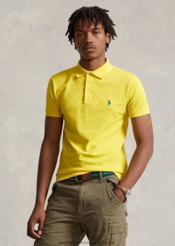 vékony szabású sztreccs hálós póló 268048951 férfiak Ralph Lauren citromzúzás