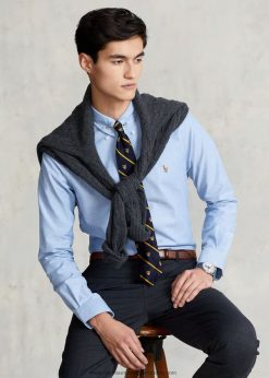 vékony szabású sztreccs oxford ing 268048606 férfiak Ralph Lauren kék