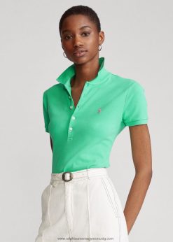 vékony szabású sztreccs póló 2680483255 nők Ralph Lauren naplemente zöld