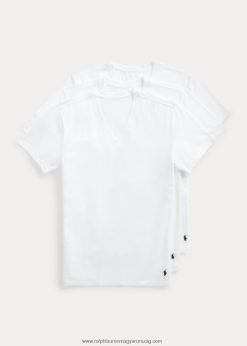 vékony sztreccs V-nyakú alsóing 3 db 268048407 férfiak Ralph Lauren fehér