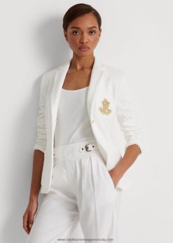 veretlen jacquard blézer 2680483778 nők Ralph Lauren fehér