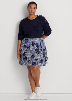 virágos fodros szegélyű georgette szoknya 2680484632 nők Ralph Lauren kék/krém/tengerszín