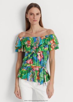 virágos jersey felső 2680484351 nők Ralph Lauren zöld/kék multi