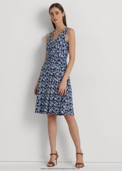 virágos jersey ujjatlan ruha 2680484083 nők Ralph Lauren kék multi