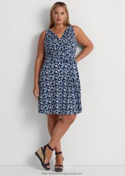 virágos jersey ujjatlan ruha 2680484688 nők Ralph Lauren kék multi