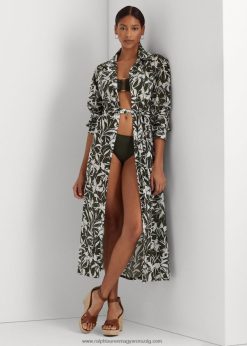 virágos pamut midi ingruha takaró 2680489439 nők Ralph Lauren olajbogyó