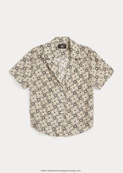 virágos selyem krepp blúz 2680483627 nők Ralph Lauren ekrü/fekete