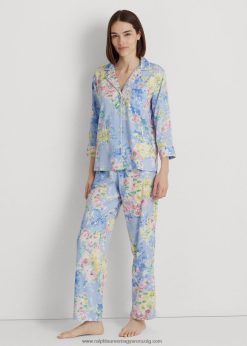 virágos szatén alvókészlet 2680484462 nők Ralph Lauren kék virágos