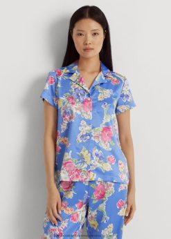 virágos szatén alvókészlet 2680489421 nők Ralph Lauren kék virágos