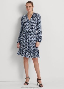 virágos sztreccs jersey ruha 2680484445 nők Ralph Lauren kék multi