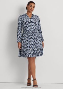 virágos sztreccs jersey ruha 2680484680 nők Ralph Lauren kék multi