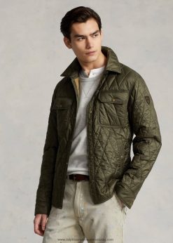 vízlepergető steppelt kabát 2680481193 férfiak Ralph Lauren lombkorona olajbogyó